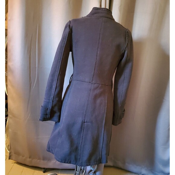 Vintage 90s Black Be Rock Los Angeles Express Long Coat Jacket, S-M - Picture 15 of 16